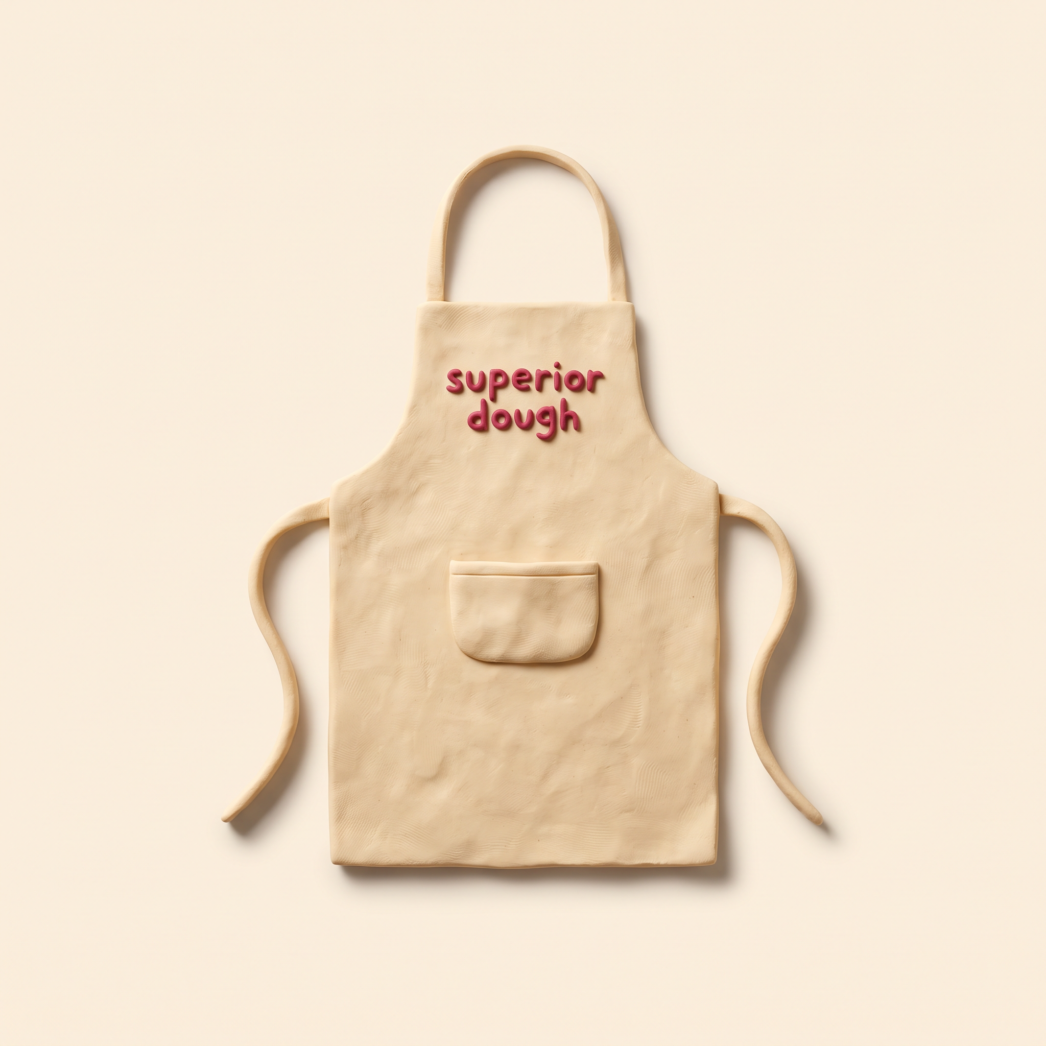 Superior Dough cream organic cotton apron, claymation product shot