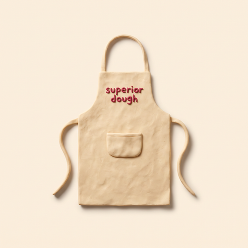 Superior Dough cream organic cotton apron, claymation product shot